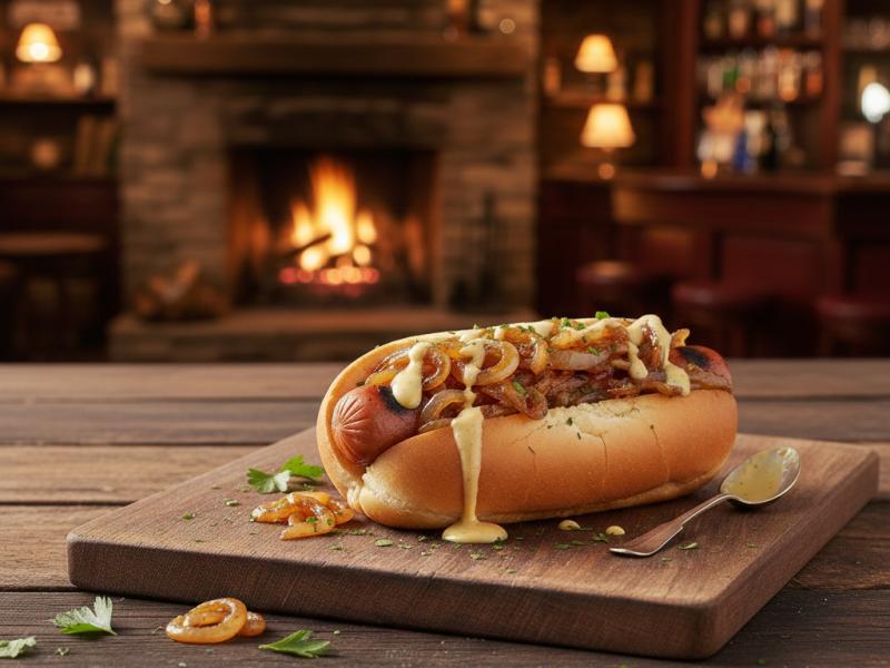 Hotdogs met zoete ui
